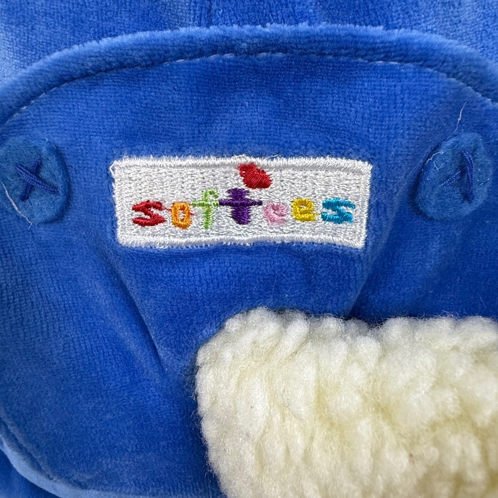 Rare Vintage 90s Baby Aurora Plush Lamb Bedtime Softees Blue Velour Romper - Picture 10 of 11